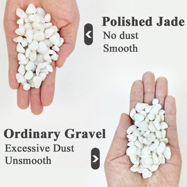 YISZM 2LB Succulent and Cactus Gravel Pebbles, 3/8 Inch Natural Decorative Polished Stones, River Rocks for Plants, Vases, Aquariums, Terrarium and Outdoor Gardening, White