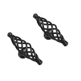 SYDARSYN Pack of 2 Kitchen Cabinet Handles - Oval Birdcage Style Furniture Handles Black Hollow Out Furniture Knobs Single Hole