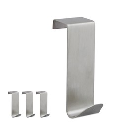 Relaxdays 12 x Stainless Steel Door Hooks, Rust-Resistant, S-Hooks, for 2cm Door Rebate, Door Hanger, Silver