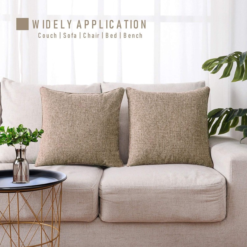 HPUK Pack of 2 Tan Throw Pillow Covers, 18x18 inch