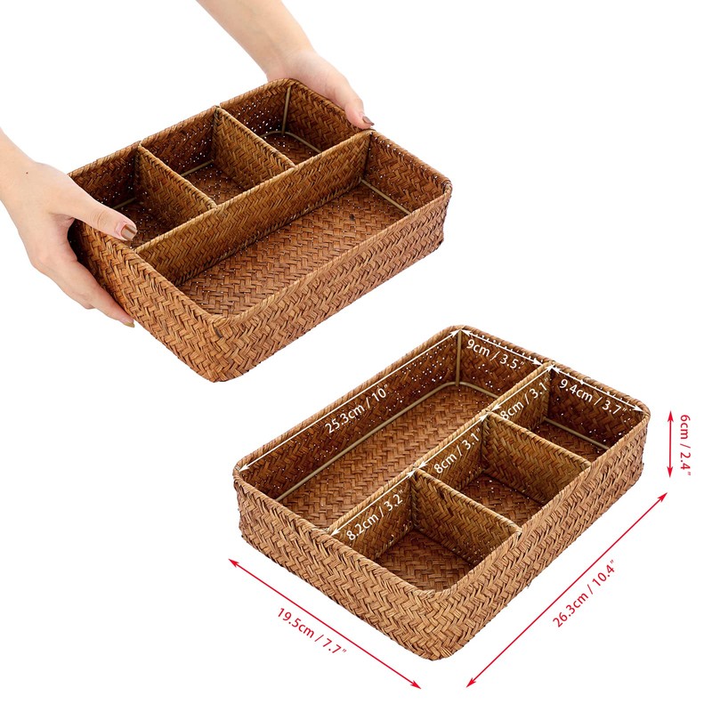 Hipiwe Tea Bag Sugar Packet Holder Woven Seagrass Storage Basket