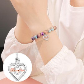 JoycuFF Mothers Day Christmas Unique Gifts for Daughter Bracelets from Mom, Birthday Gifts for Daughters, Unique Colorful Imperial Natural Stone Bracelet, Encouragement Jewelry Present for Women