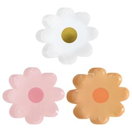 FSSTUD 30 Pcs Daisy Paper Plates Flower Shaped Dessert Plates Boho Baby Shower Paper Plates Spring Floral Party Plates Cute Summer Food Plates