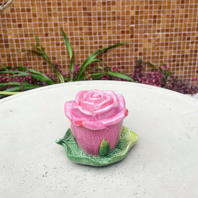 Minigift Ceramic Toothpick Holder ,Hand-painted Rose Flower Toothpicks Dispenser，Table Decoration（RoseRed）