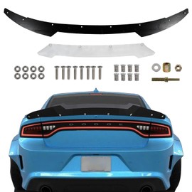 YLT AUTO Rear Wickerbill Spoiler Compatible with 2015-2023 Dodge Charger SRT Hellcat Scat Pack Add-on Rear Wicker Bill Spoiler with RivNut Tool Gloss Black