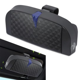 Nowkont 1 PC Car Interior Sun Visor Sunglasses Storage Box, 6.77" x 3.23" Push-Type Switch with Soft Scratch-Resistant Lining, Multi-Function Card Coin Ticket Organizer, Universal for Cars (Black)