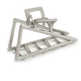 Avalaya Matte Silver Tone Geometric Triangular Hair Claw/Clamp - 75mm Across