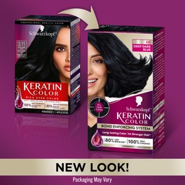 Schwarzkopf Keratin Color Permanent Hair Color, 3.11 Deep Dark Blue, 1 Application-Professionally Inspired Permanent HairDye, for up to 80% Less Breakage vs Untreated Hair and up to 100% Gray Coverage