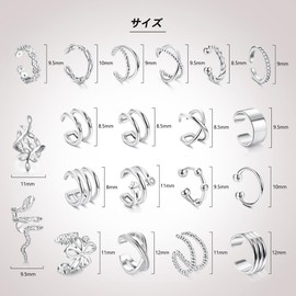 JeryWe 20 Pcs Single Ear Cuff Earrings for Women Non Piercing Ear Cuff Gold Flower Cz Helix Cartilage Cuff Earrings Clip on Wrap Earrings for Women Girls, Rose Gold Silver Copper