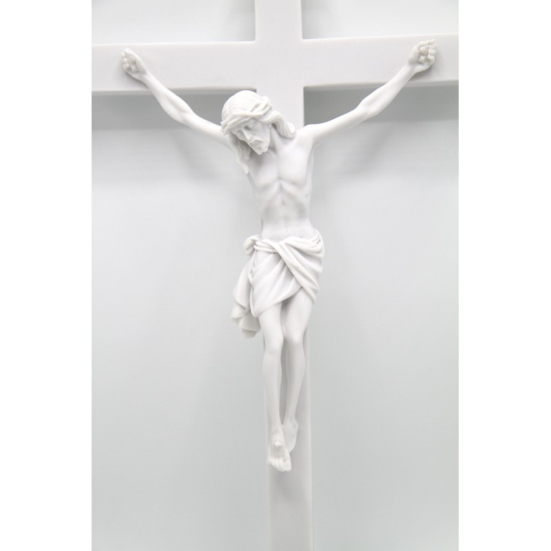 Vittoria Collection 16" Wall Crucifix Cross Jesus White Stone Corpus