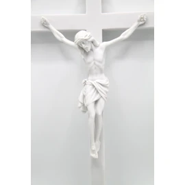 Vittoria Collection 16" Wall Crucifix Cross Jesus White Stone Corpus Italian Statue Sculpture Made in Italy