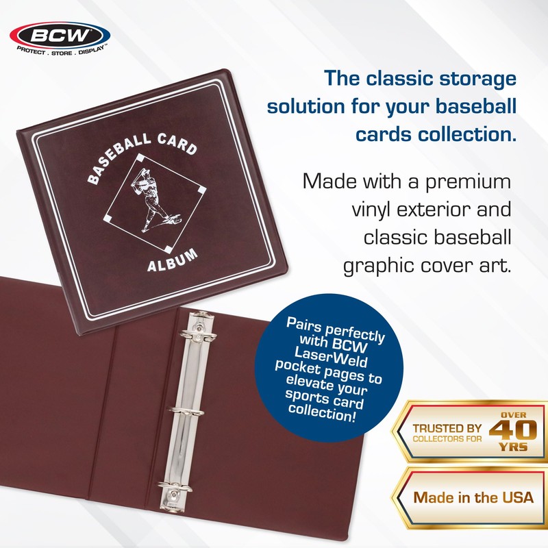 BCW Supplies 3" Baseball Album - Burgundy | Durable Binder