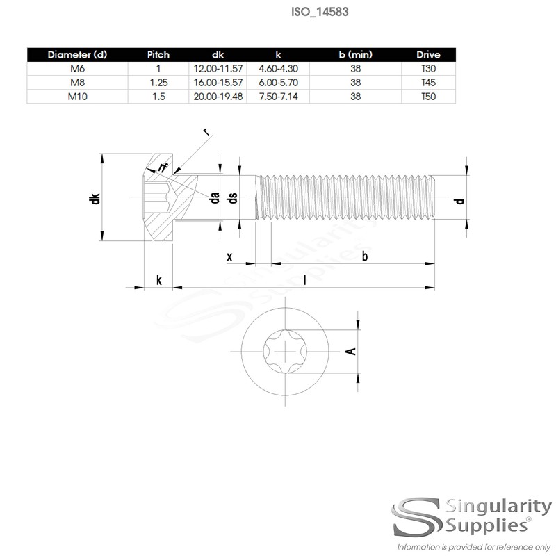 M5 (5mm x 50mm) TX Pan Machine Screw (Bolt) -