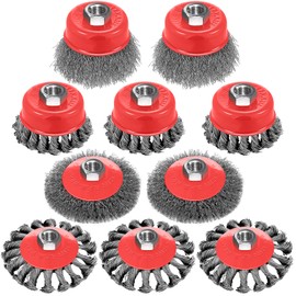 10pcs Wire Wheels for 4 1/2 Angle Grinder Wire Wheel for Angle Grinder Wire Wheel with 5/8" Thread Arbor Wire Wheel Brush Cup Set for Remove Rust Polish Grinding