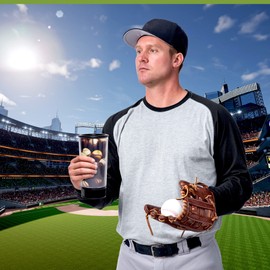 Spit Bud Portable Spittoon Traveler, Fits Cup Holder, Virtually Spill Proof, Built in Can Opener and Holder Baseball Fever Design