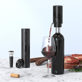 KAVYDENS 4-in-1 Electric Wine Opener Set – USB Rechargeable with Wine Decanter, Wine Aerator,Pourer, Wine Stopper and Foil Cutter. Gift set for Weddings, Parties, and Home Use