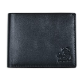 BULL GUARD RFID Blocking Bifold Wallet for Men with Coin Pocket in Genuine Nappa Black Leather