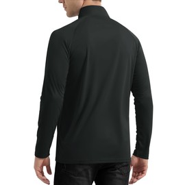 TACVASEN Men's UV Protection 1/4 Zip Long Sleeve Rash Guard UPF 50+ Long Sleeve Sports Shirts Long Sleeve Shirts, black