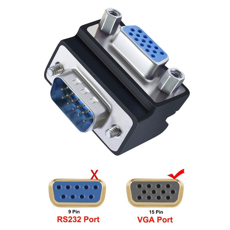 DTECH 90 Degree VGA Right Angle Adapter 15 Pin Male
