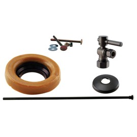 Westbrass 1/2" Nominal Compression Lever Handle Angle Stop Toilet Installation Kit with Annealed Brass Supply Line, Oil Rubbed Bronze, D1614TBL-12