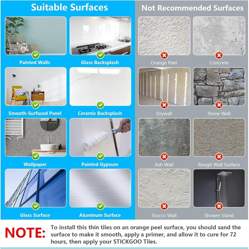 STICKGOO 10-Sheet Thicker Design Peel and Stick Subway Tile, Stick