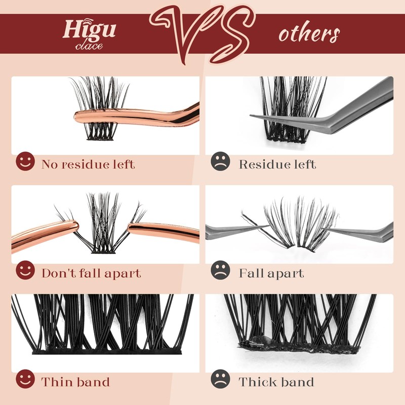 Higu clace Lash Clusters, 168pcs Individual False Eyelashes, Mix10-16mm C