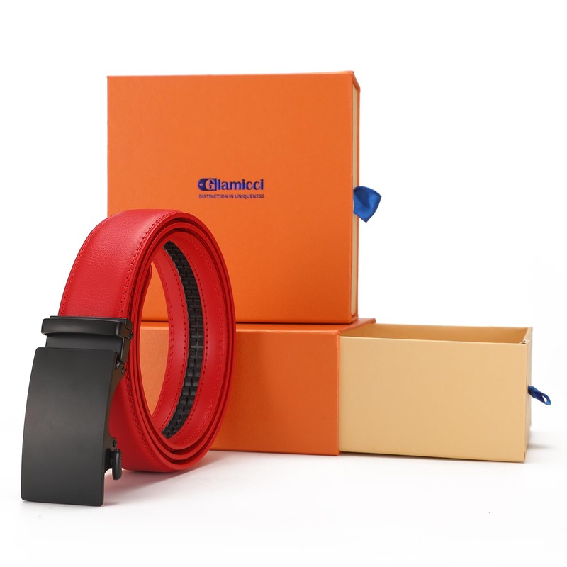 Glamicci Men's Leather Ratchet Belt-Adjustable Auto Buckle | Casual, Jeans,