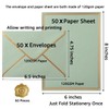 Topeen 50 Pack Stationery Set with Gold Border, A6 Envelopes