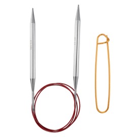 HARFINGTON Circular Knitting Needles 40" Stainless Steel US 11/8.0mm Knitting Needles 5.7" with Knitting Stitch Holder for Fast Knitting Tip to Tip Sweater Scarves Necklaces