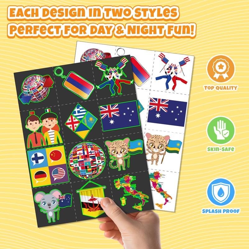 96 PCS World Flag Party Favors – 72 Pre-Cut Temporary