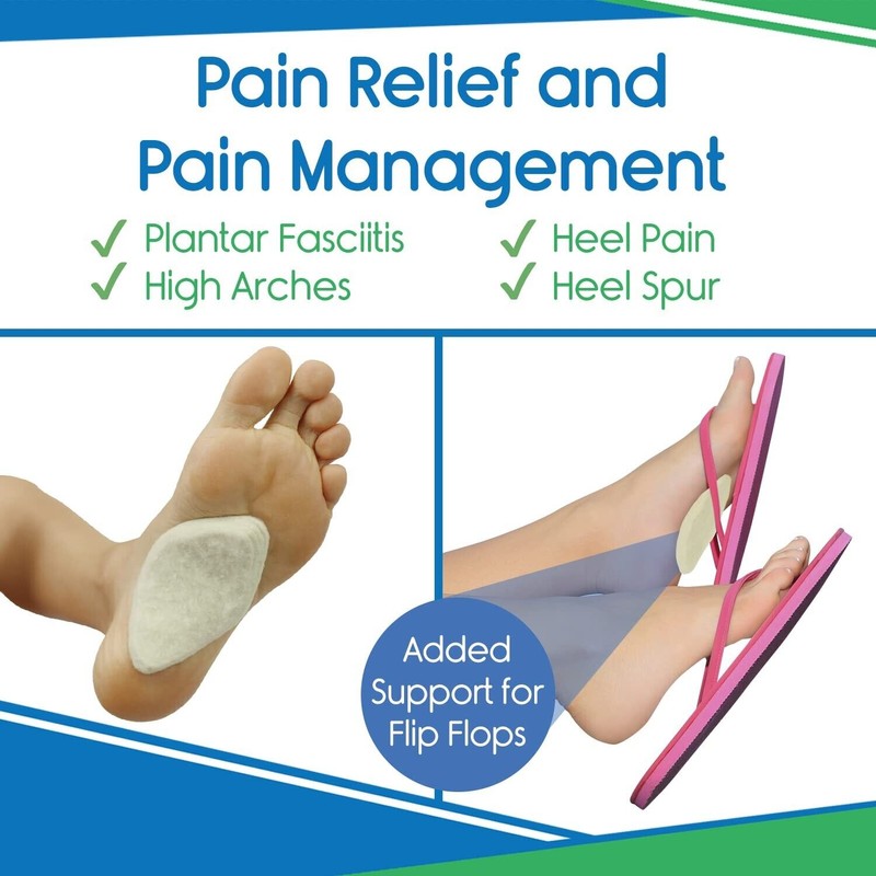 VIVEsole Arch Support Pads (12 Pack) Adhesive Felt Foot Insert