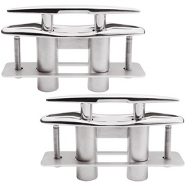 SHENGHUISS Boat Pull Up Deck Cleat 316 Stainless Steel Retractable Heavy Duty Flush Mount Dock Cleat with Backing Plate and Lock Nuts 5 inch 2 Pack