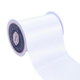 VATIN 4 Inch x 22 Yards Wide White Satin Solid Ribbon for Grand Opening, Ceremony, Weddings, Parties, Decoration