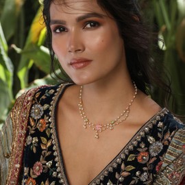 TARINIKA Gold & Enamel plating Jalaja Layered Pearl Short Necklace with Floral Design - Necklace for Women | Perfect for Casual Occasions | Indian Jewelry for Women | 1 Year Warranty*