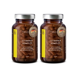 Set of 2 Vitamin B Complex High Dose Vegan All Eight B Vitamins & Co-Factors 240 Capsules (8 Months) Vit B1, B2, B3, B5, B6, B12 Methylcobalamin, Biotin & Folic Acid, Myo-Inositol & Choline