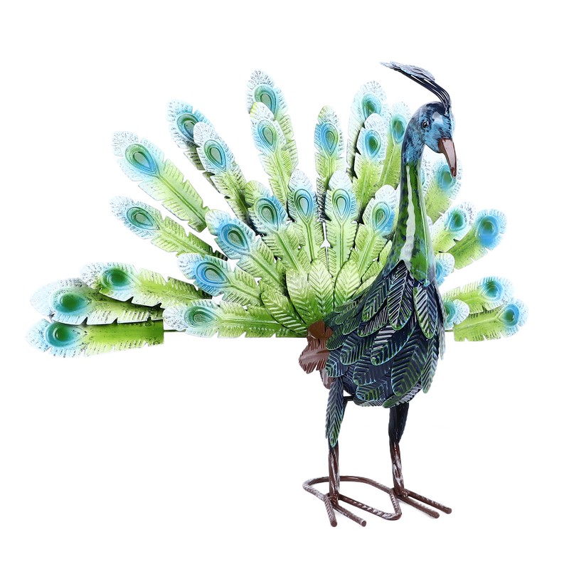 Metal Peacock Statue Realistic Easy DIY Assembly Beautiful Peacock Statue