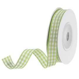 DMiotech 3/8 Inch 10 Yards Gingham Ribbon, Checkered Ribbon Plaid Ribbon for Gift Wrapping Decoration Art Craft DIY, Apple Green