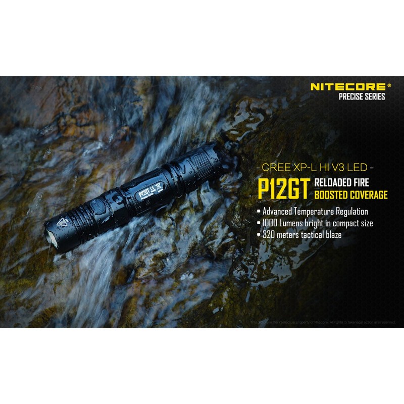 Nitecore P12Gt Flashlight Cree XP-L Hi V3 LED-with Free Andrew