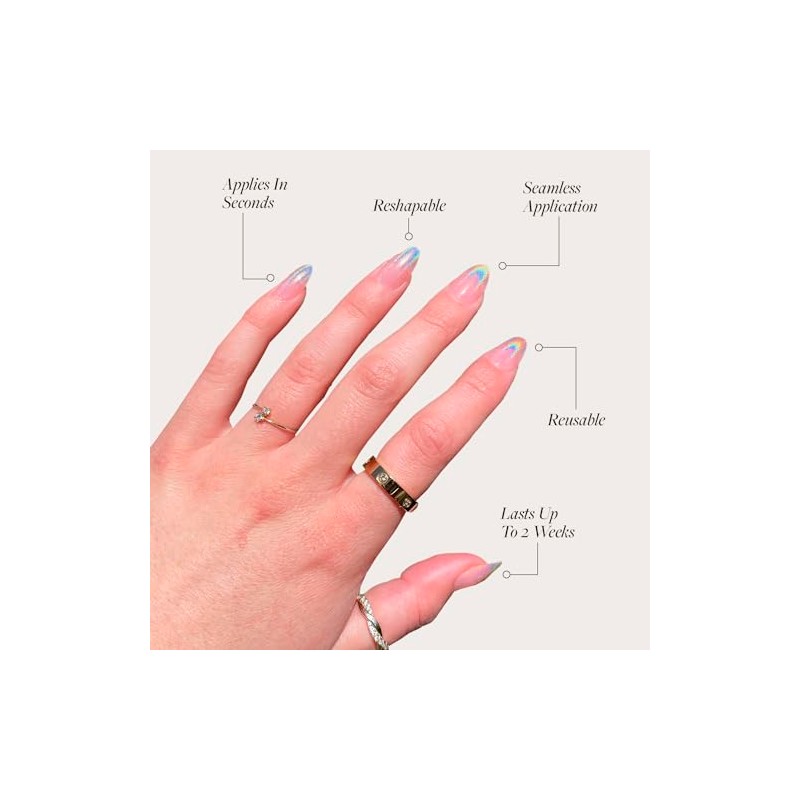 Uñas postizas - Winter Storm | Uñas cortas semitransparentes con