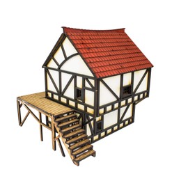 War World Gaming Medieval Town Cottage (Vorbemalt/Unbemalt) - 28mm Fantasie Tabletop Gelände Modell Diorama Modellbau