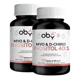 Oby Myo y D-Chiro-inositol Ratio 40:1 con 240 capsulas de 600mg | Ingredientes Naturales Premium (2Pack: 2 frascos de 120 caps cada uno)