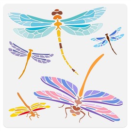 Dragonfly Wall Stencil Template 30 x 30cm Reusable Plastic Dragonfly Stencil for Painting on Wood Wall Floor Fabric Glass Furniture, Dragonfly DIY Home Decor Or Craft Stencil