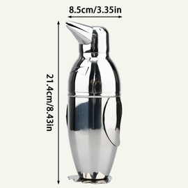 Penguin Cocktail Shaker with Strainer, Bar Essentials, Bartender Shaker and Strainer Set, Stainless Steel Shaker Bottle, 17 oz