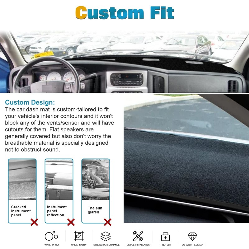 x xotic tech Dashboard Mat Cover Compatible with Dodge Ram