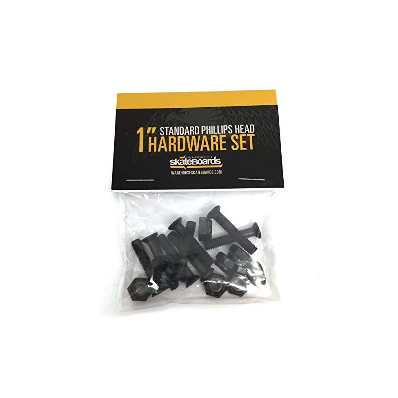 Standard Phillips Head Raven Black Skateboard Hardware Set - 1"