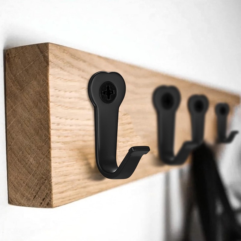 Pack of 10 Coat Hooks Black Single Coat Hooks for