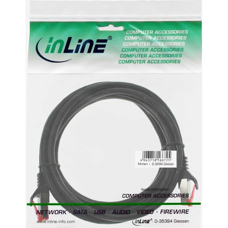 InLine® Patch cord, InLine®, S-STP/PiMF, Cat. 6, black, 2m