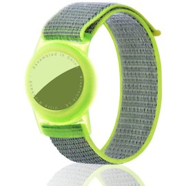 Dingfeiyu Nylon für Airtag Armband Kinder, Anti-Lost, Anti-Kratz-Schutz für die Positionierung des Bracelet für AirTag Wasserdicht (Chartreuse)