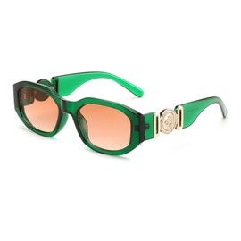FEISEDY Vintage Trendy Sunglasses Rectangular Women's Retro 90s Small Narrow Square Glasses with UV400 Protection B2322, Green