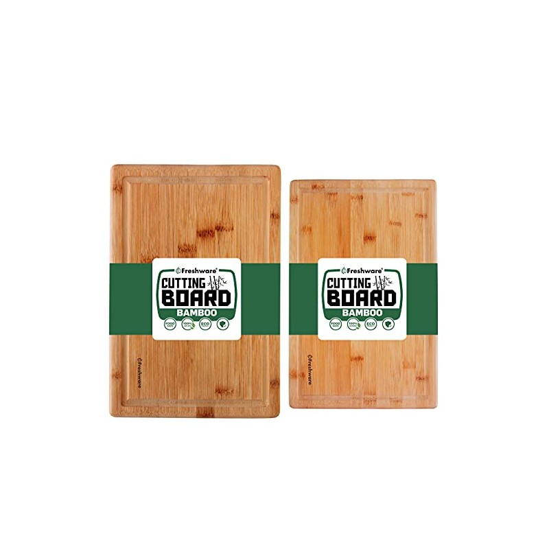 Freshware Freshware Bamboo Cutting Boards for Kitchen with Juice Groove